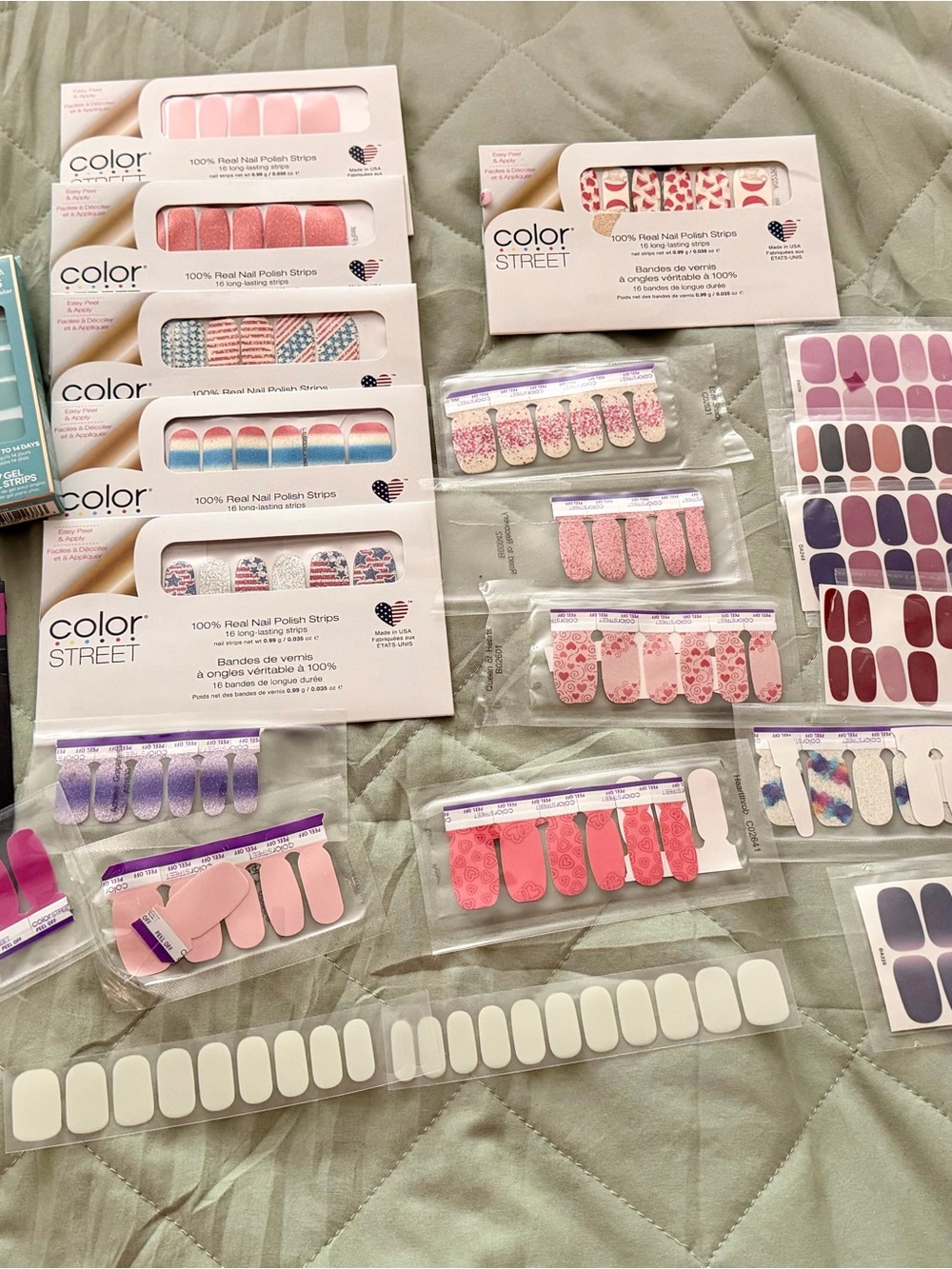 Color Street Red, White & Pink Heart and Cat Nail Strips